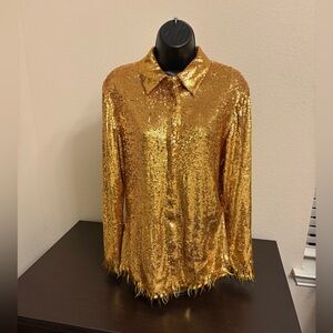 Fashion Nova Piper Sequin Button Front Shirt